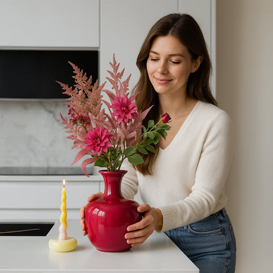 Flamingo flair | Roze zijden bloemen boeket