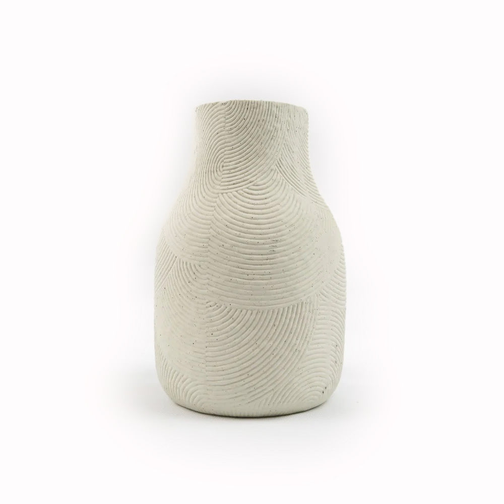 Gusta vaas wit lijnen - Woba Home