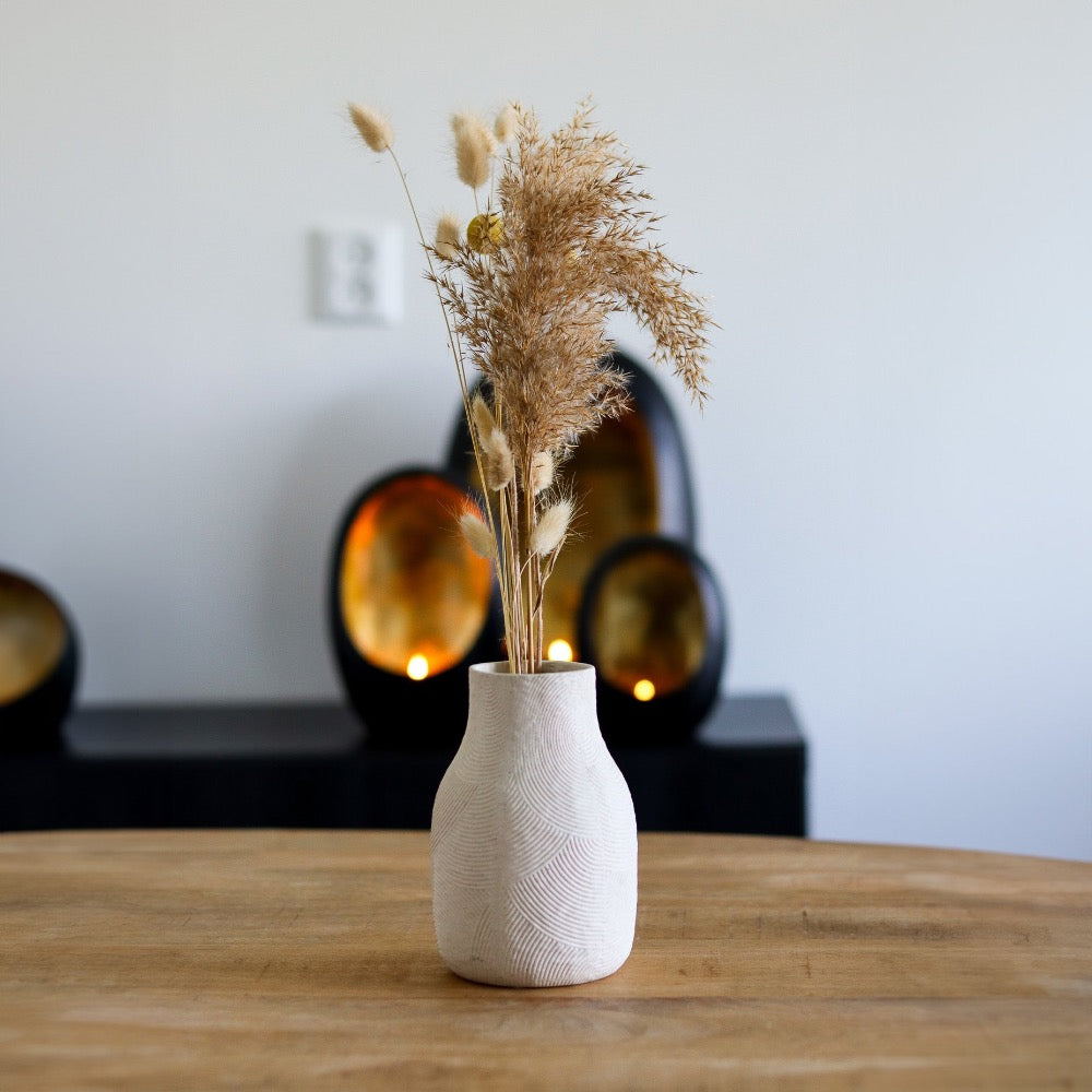 Gusta vaas wit lijnen - Woba Home