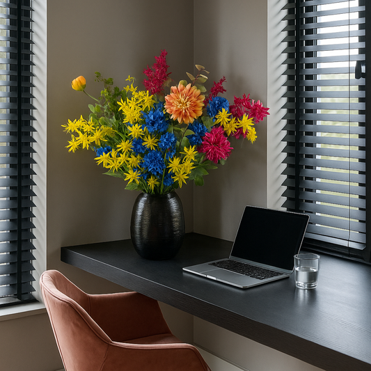 Zijden bloemen boeket kleurrijk 