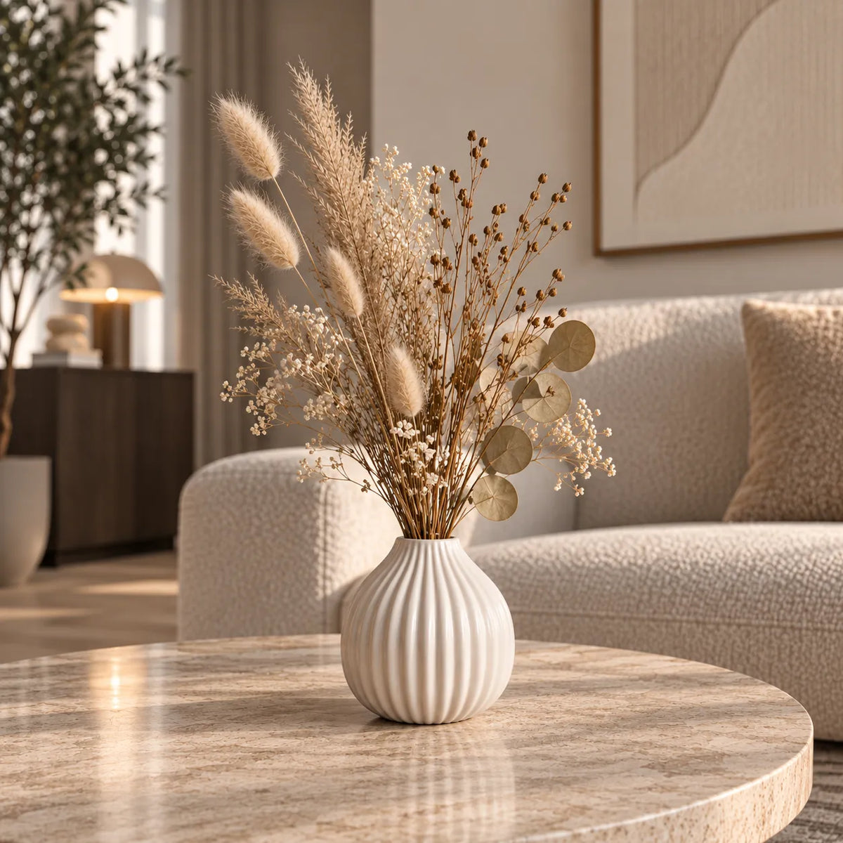 Geribbelde vaas wit - Woba Home