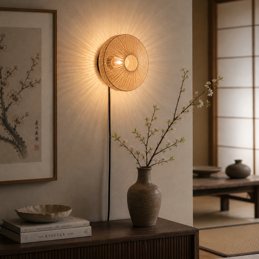 Wandlamp Ø43x43 cm LYRA naturel+mat zwart