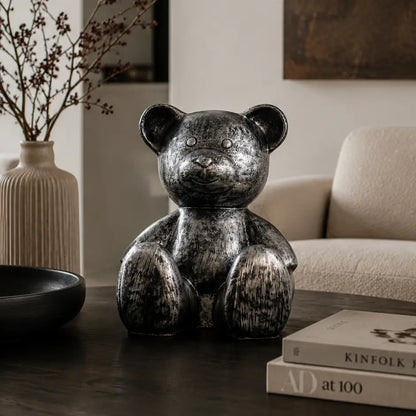 Teddybeer zittend Zilver