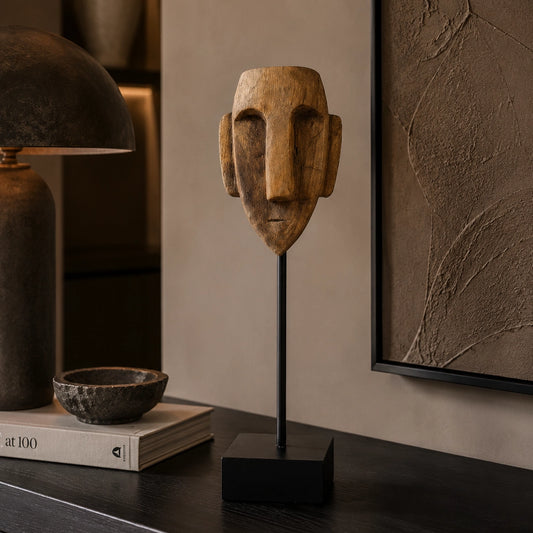 Beeld houten hoofd Dembe - Woba Home