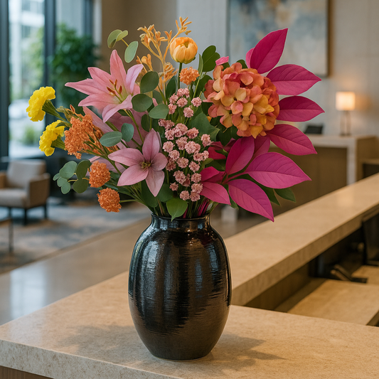 Zijden bloemen boeket in de lobby