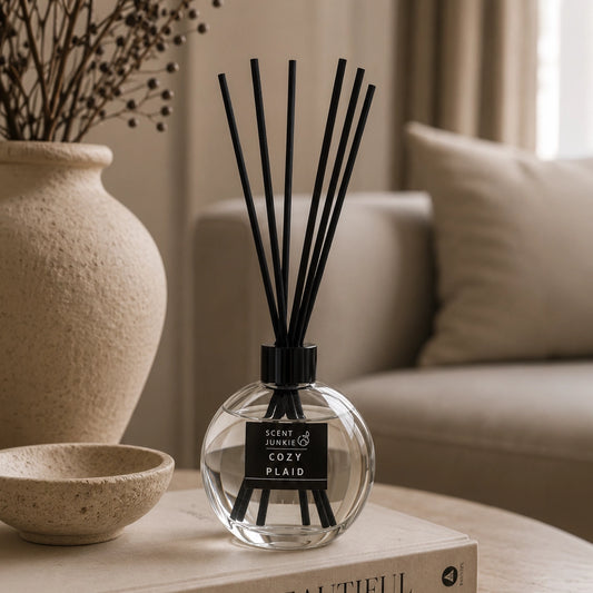 Geurdiffuser Cozy Plaid met geurstokjes 150ML - Woba Home