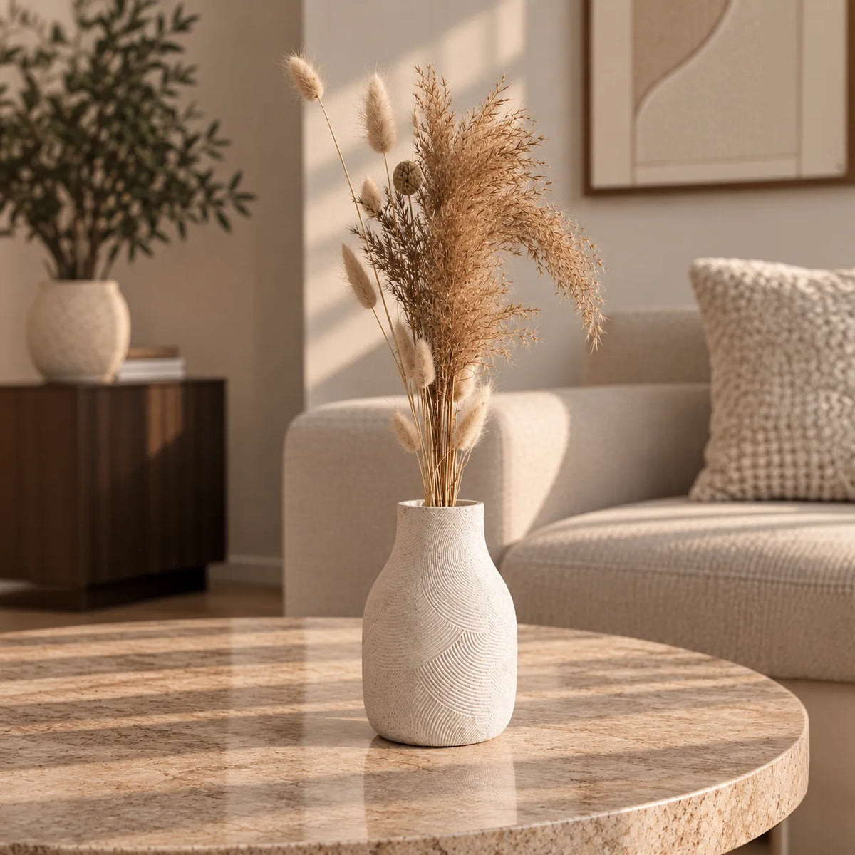 Gusta vaas wit lijnen - Woba Home