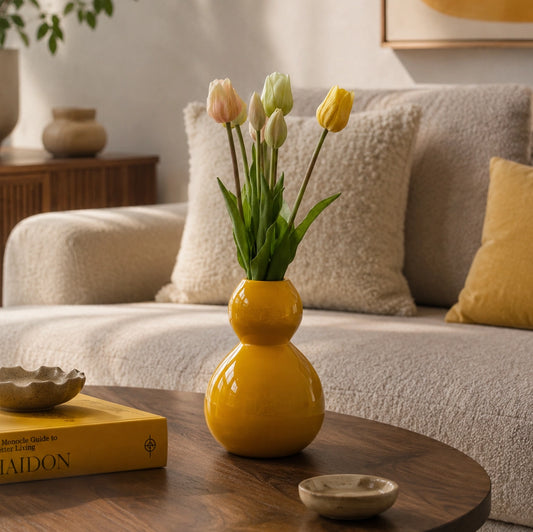 Tulpen met vaas | Geel
